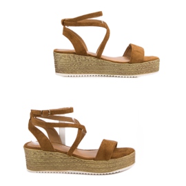 Ch. Creation Sandalias de cuña camel marrón 6