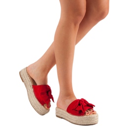 Pantuflas Alpargatas En La Plataforma rojo 3