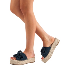 Pantuflas Alpargatas En La Plataforma azul azul marino 2