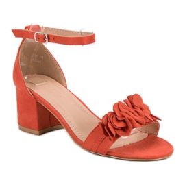 Nio Nio Sandalias de Ante con Flores naranja 3