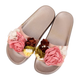 Zapatillas rosa BG19 Champagne con flores 2