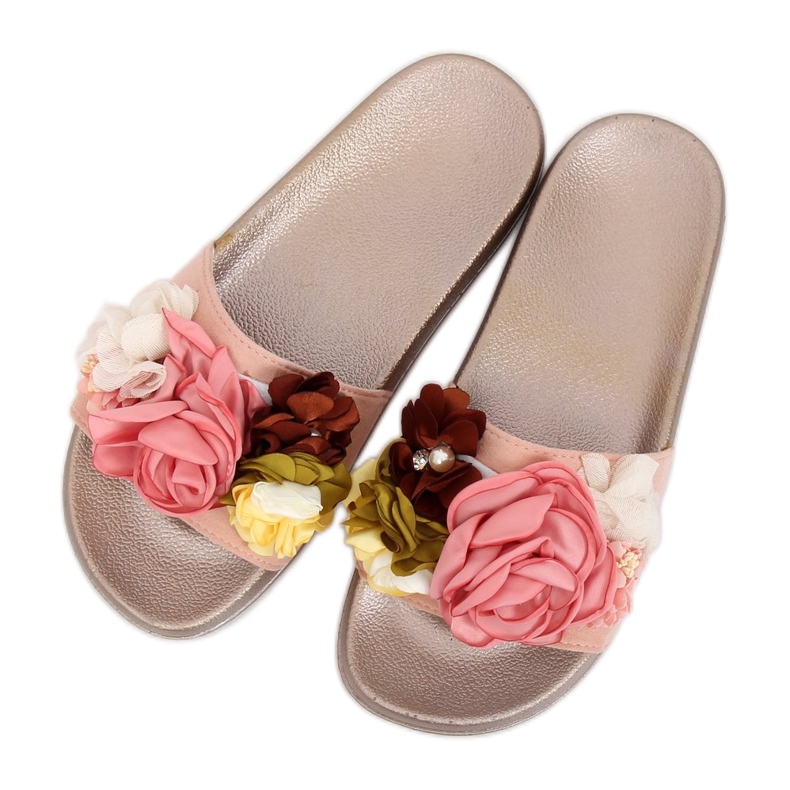 Zapatillas rosa BG19 Champagne con flores 2
