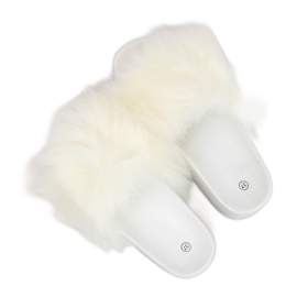 Blanco CK77P Pantuflas de piel blanca 2