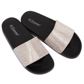 Negro BG21P Pantuflas negras con circonitas 1