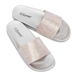 Pantuflas plateadas con circonita BG21P Plata gris 1