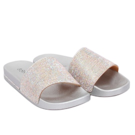 Pantuflas plateadas con circonita BG21P Plata gris 2