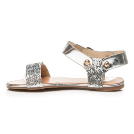 Top Shoes Sandalias planas con purpurina gris 4