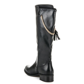 Bella Star Botas con cadena negro 4