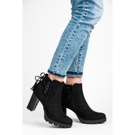 Super Me Botines de ante con flecos negro 4