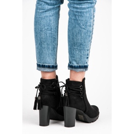 Super Me Botines de ante con flecos negro 5