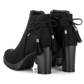Super Me Botines de ante con flecos negro 2