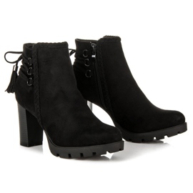 Super Me Botines de ante con flecos negro 3