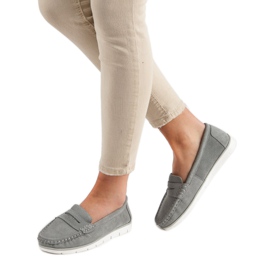 Mocasines VINCEZA de piel gris 2