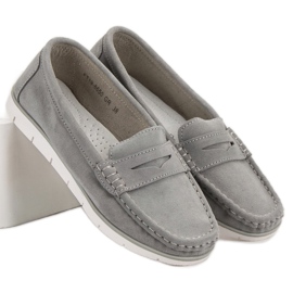 Mocasines VINCEZA de piel gris 3