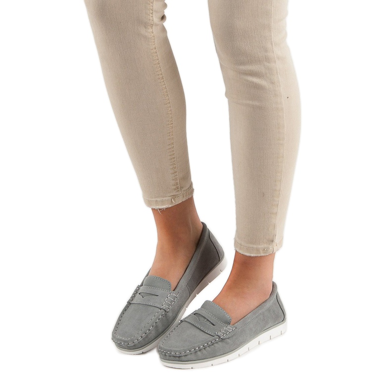 Mocasines VINCEZA de piel gris 1