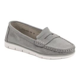 Mocasines VINCEZA de piel gris 4