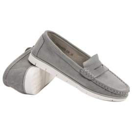 Mocasines VINCEZA de piel gris 6