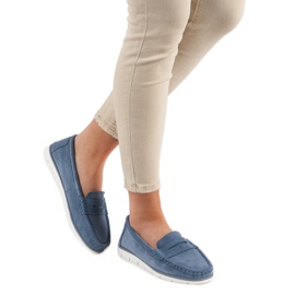 Mocasines VINCEZA de piel azul 2