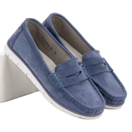Mocasines VINCEZA de piel azul 6