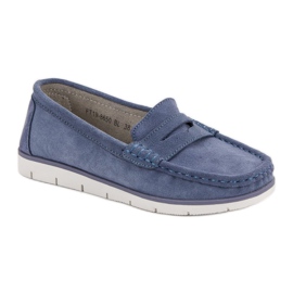Mocasines VINCEZA de piel azul 3