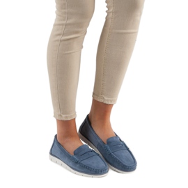 Mocasines VINCEZA de piel azul 1