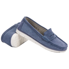 Mocasines VINCEZA de piel azul 5