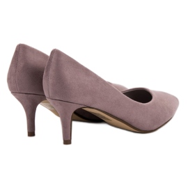 Ideal Shoes Bombas cómodas en un alfiler violeta 4