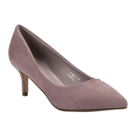 Ideal Shoes Bombas cómodas en un alfiler violeta 2
