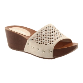 M.Daszyński Zapatillas beige Daszyński SA144-6 con circonita 1 M.Daszyński Zapatillas beige Daszyński SA144-6 con circonita 1