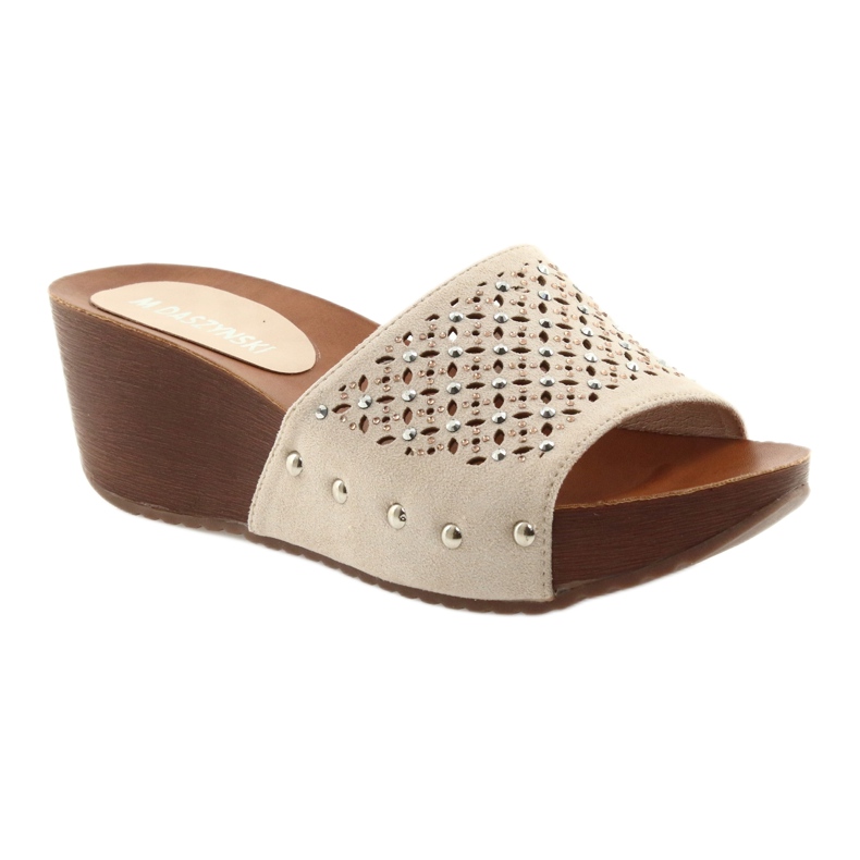 M.Daszyński Zapatillas beige Daszyński SA144-6 con circonita 1