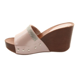 M.Daszyński Pantuflas de cuña Daszyński AM43 con circonita rosado 2 M.Daszyński Pantuflas de cuña Daszyński AM43 con circonita rosado 2