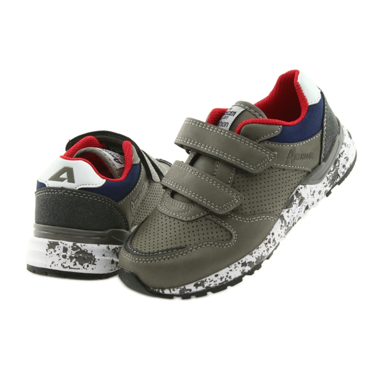 Zapatillas deportivas American Club plantilla de piel. gris rojo azul marino 4