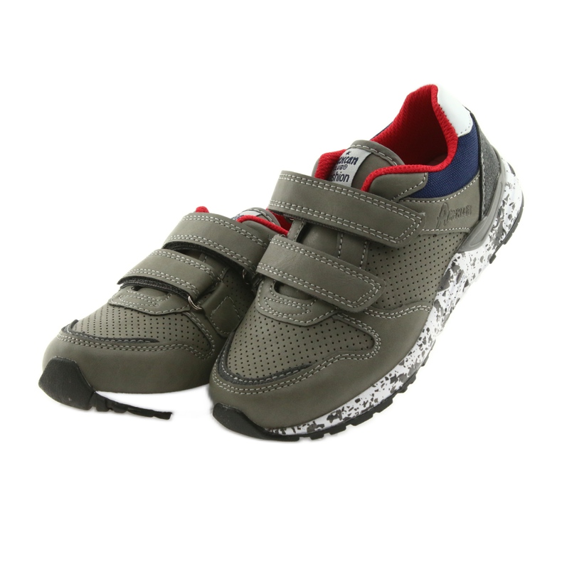 Zapatillas deportivas American Club plantilla de piel. gris rojo azul marino 3