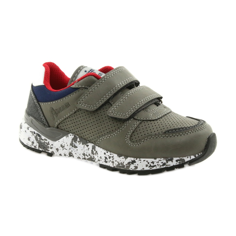 Zapatillas deportivas American Club plantilla de piel. gris rojo azul marino 1