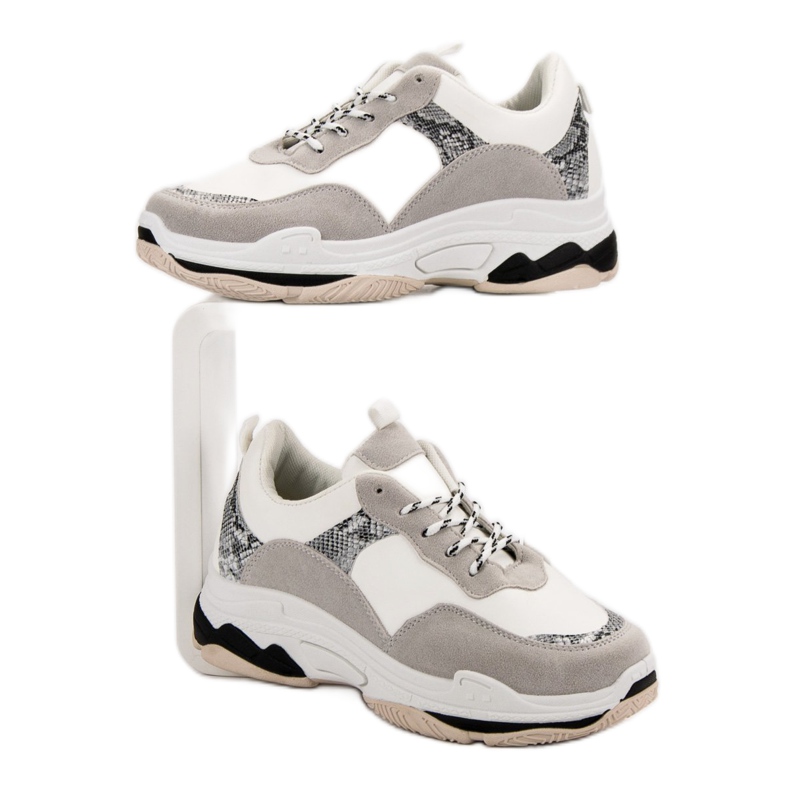 Zapatillas blancas con estampado negro marrón 2