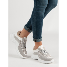 Kylie Zapatos deportivos con patrón marrón gris 1