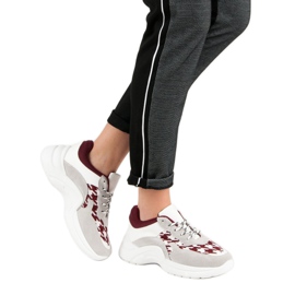 Kylie Zapatos deportivos con patrón gris rojo 4