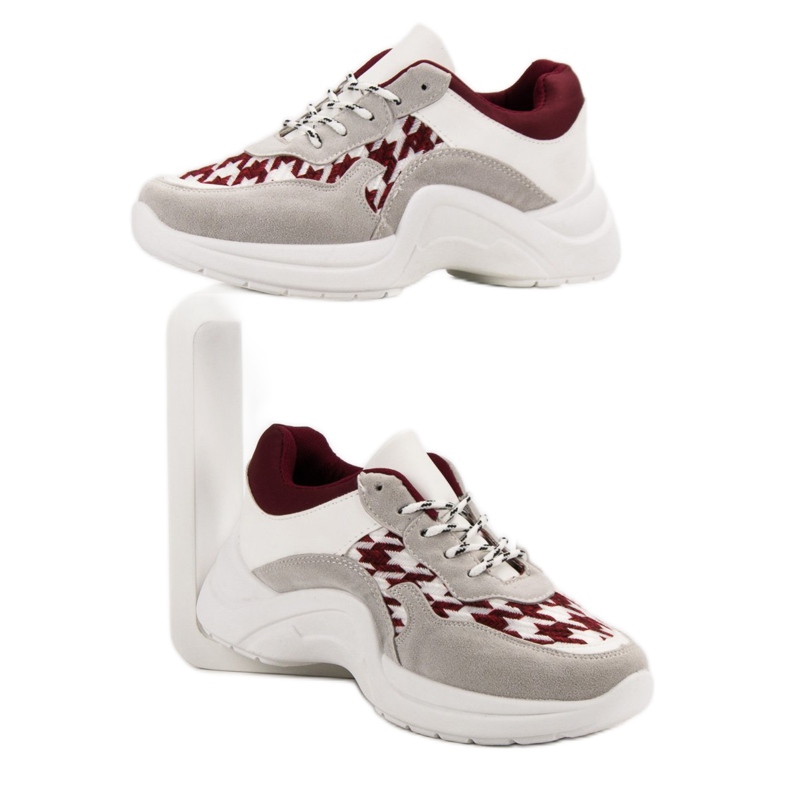 Kylie Zapatos deportivos con patrón gris rojo 2