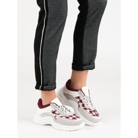 Kylie Zapatos deportivos con patrón gris rojo 3