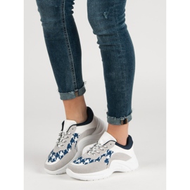 Kylie Zapatos deportivos con patrón azul gris 7