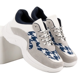 Kylie Zapatos deportivos con patrón azul gris 5