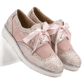 Vices Zapatos atados con una cinta rosado 3
