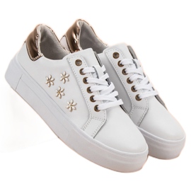 Filippo Zapatos Deportivos De Piel Con Flores blanco 3