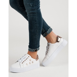 Filippo Zapatos Deportivos De Piel Con Flores blanco 2