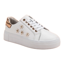 Filippo Zapatos Deportivos De Piel Con Flores blanco 4