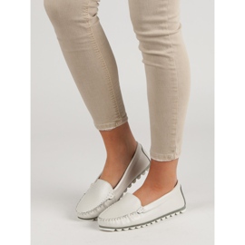 Filippo Mocasines de piel gris claro blanco 5