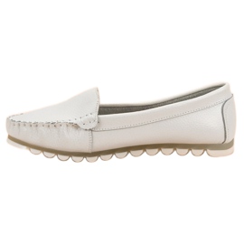Filippo Mocasines de piel gris claro blanco 2