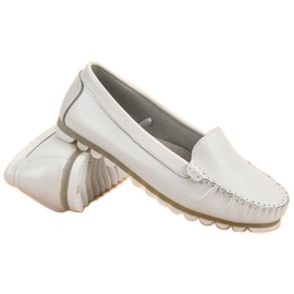 Filippo Mocasines de piel gris claro blanco 3