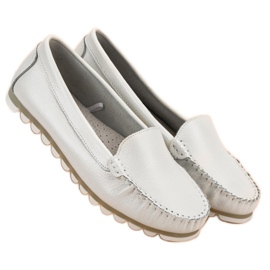 Filippo Mocasines de piel gris claro blanco 4