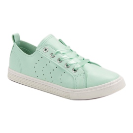 Kylie Zapatillas de menta atadas con una cinta verde 2